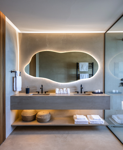 Specchio forma irregolare con led 40x90 cm