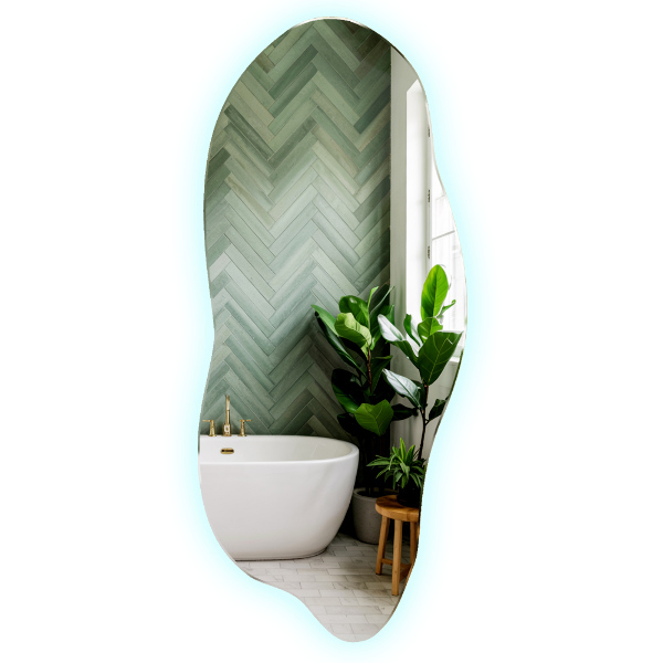 Specchio forma irregolare con led 45x100 cm