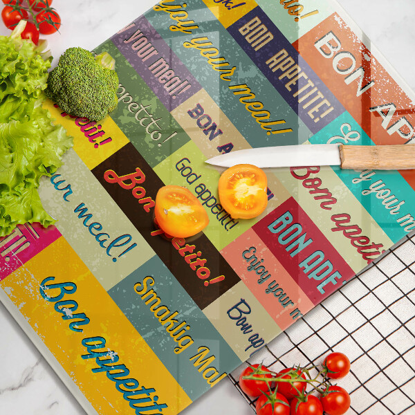 Tagliere in vetro Sottotitoli Buon appetito lingue