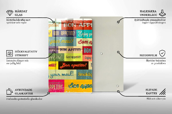 Tagliere in vetro Sottotitoli Buon appetito lingue