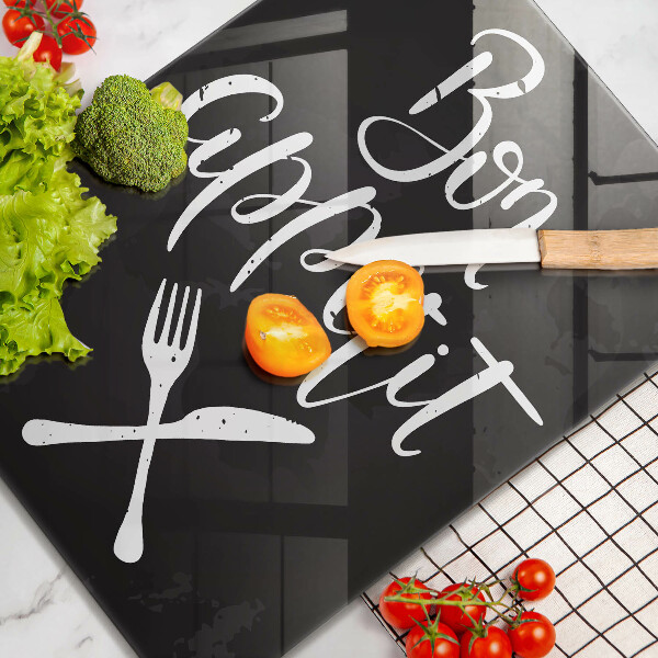 Tagliere in vetro Iscrizione Bon appetit