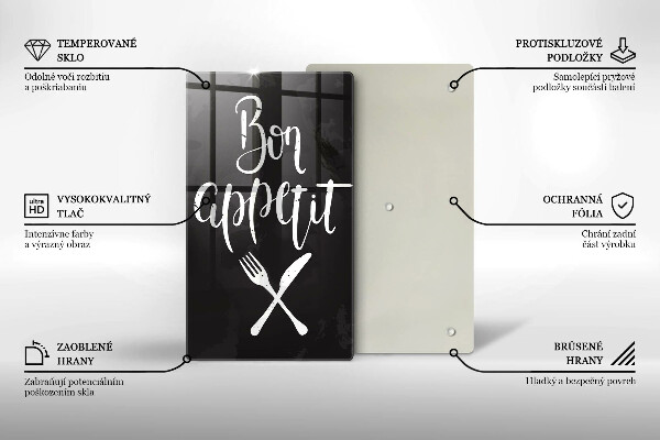 Tagliere in vetro Iscrizione Bon appetit