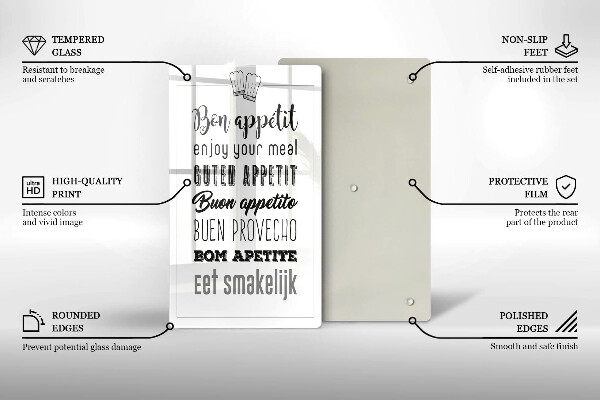 Tagliere in vetro Iscrizione della cucina dicendo