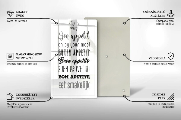 Tagliere in vetro Iscrizione della cucina dicendo