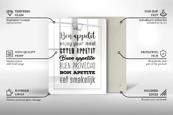 Tagliere in vetro Iscrizione della cucina dicendo