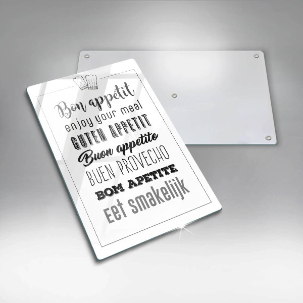 Tagliere in vetro Iscrizione della cucina dicendo