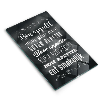 Tagliere in vetro Iscrizione della cucina dicendo