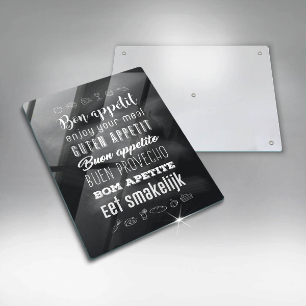 Tagliere in vetro Iscrizione della cucina dicendo