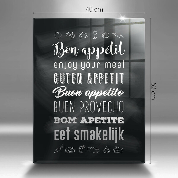 Tagliere in vetro Iscrizione della cucina dicendo