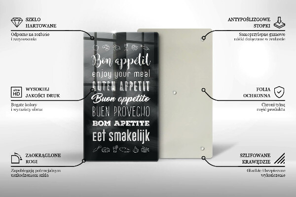 Tagliere in vetro Iscrizione della cucina dicendo