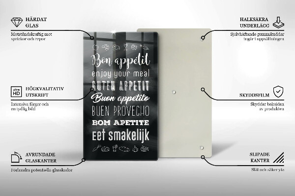 Tagliere in vetro Iscrizione della cucina dicendo