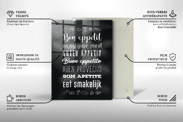 Tagliere in vetro Iscrizione della cucina dicendo