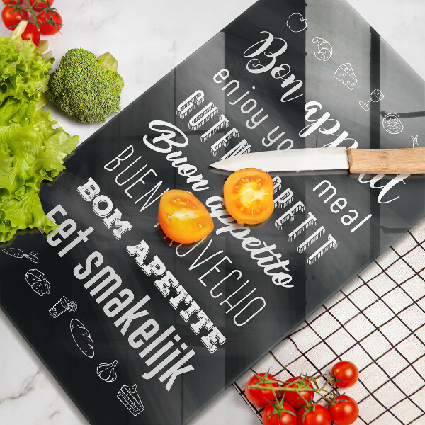 Tagliere in vetro Iscrizione della cucina dicendo