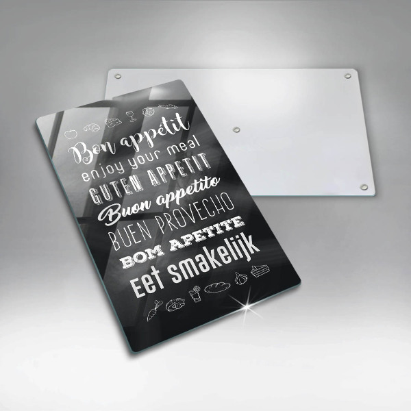 Tagliere in vetro Iscrizione della cucina dicendo