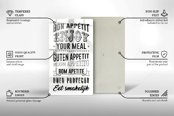 Tagliere in vetro Iscrizione per la cucina frase