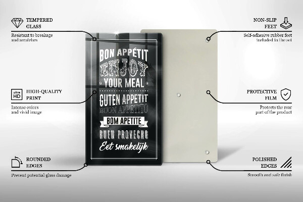 Tagliere in vetro Iscrizione per la cucina frase