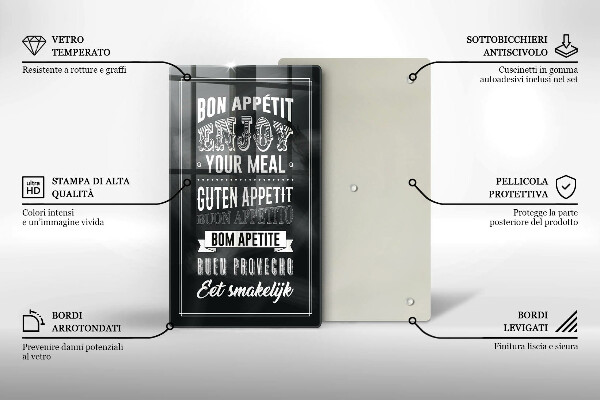 Tagliere in vetro Iscrizione per la cucina frase