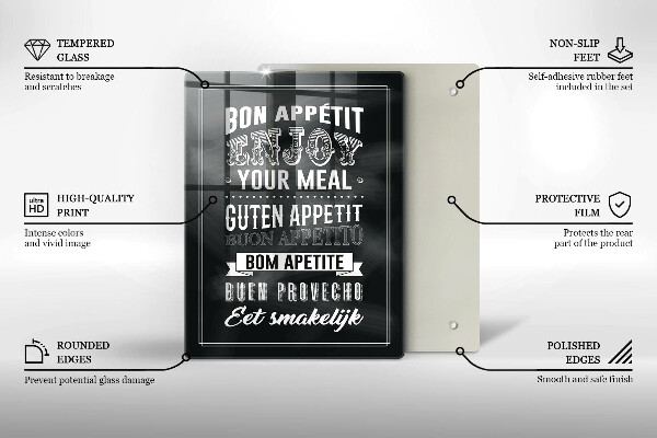 Tagliere in vetro Iscrizione per la cucina frase