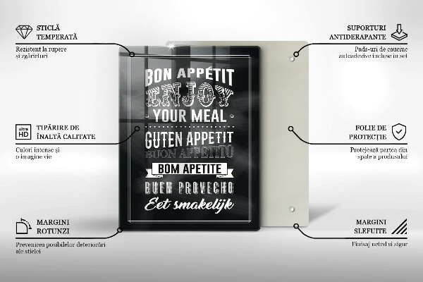 Tagliere in vetro Iscrizione per la cucina frase