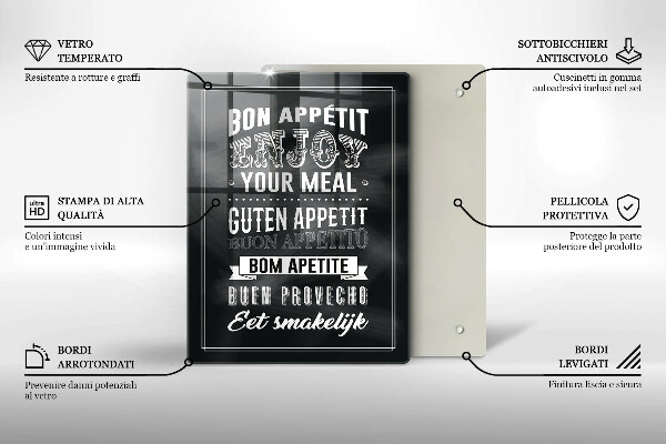 Tagliere in vetro Iscrizione per la cucina frase