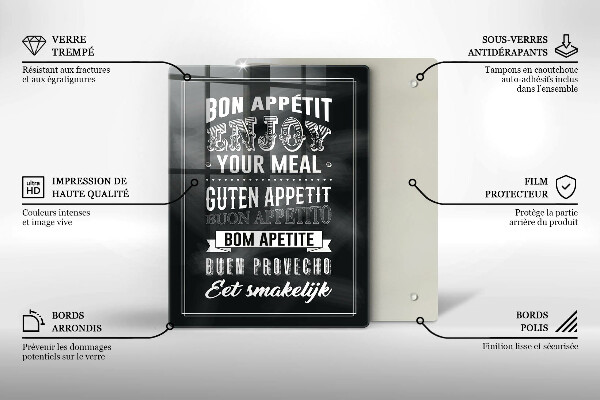 Tagliere in vetro Iscrizione per la cucina frase