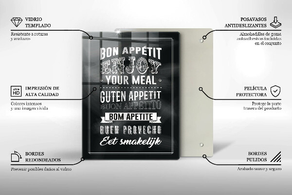 Tagliere in vetro Iscrizione per la cucina frase