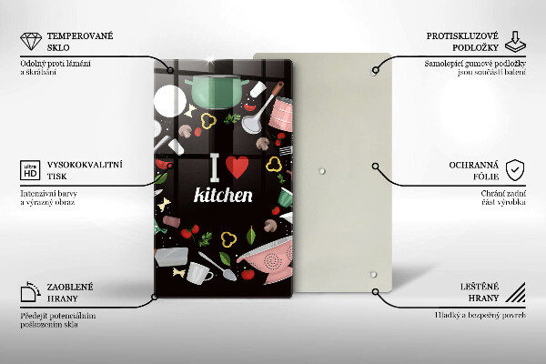 Tagliere in vetro I love kitchen