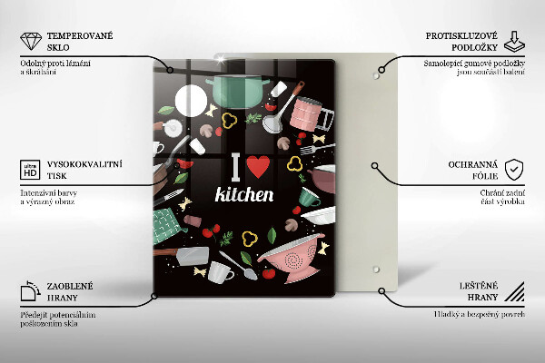 Tagliere in vetro I love kitchen