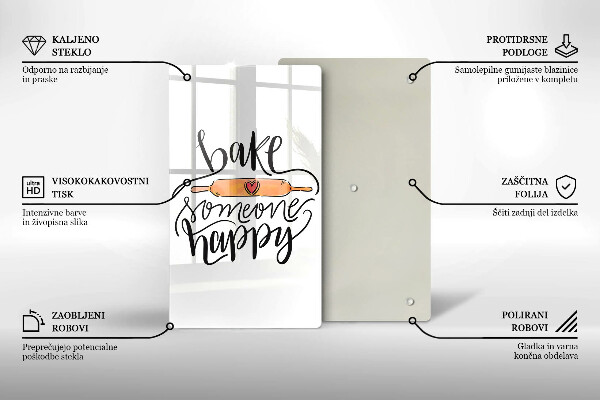 Tagliere in vetro Bake someone happy