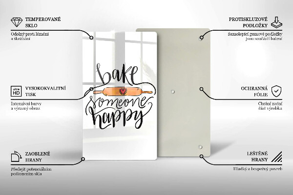 Tagliere in vetro Bake someone happy