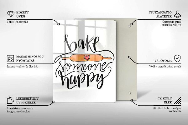 Tagliere in vetro Bake someone happy