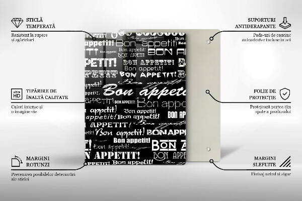 Tagliere in vetro Sottotitoli cucina Bon appetit