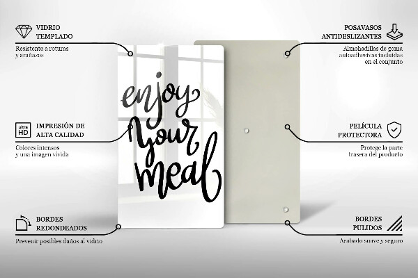 Tagliere in vetro temperato Enjoy your meal