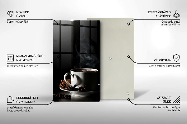 Tagliere in vetro Una tazza di caffè caldo