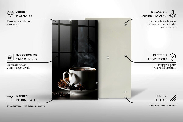 Tagliere in vetro Una tazza di caffè caldo