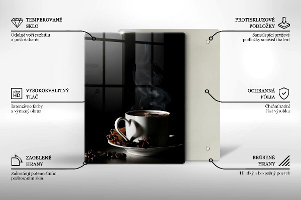 Tagliere in vetro Una tazza di caffè caldo