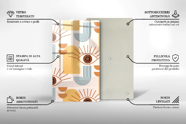 Tagliere in vetro Modello occhi boho