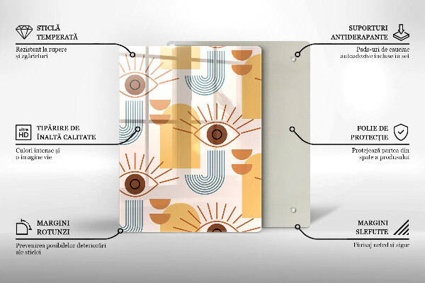 Tagliere in vetro Modello occhi boho