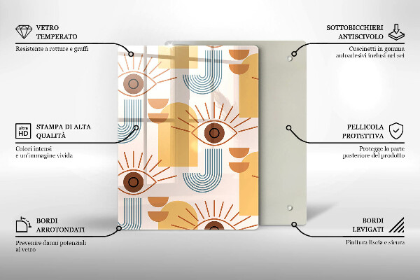 Tagliere in vetro Modello occhi boho