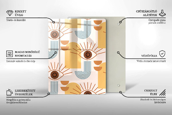 Tagliere in vetro Modello occhi boho