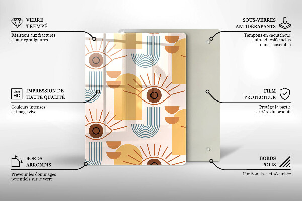 Tagliere in vetro Modello occhi boho