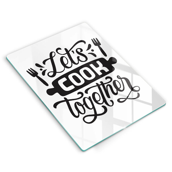 Tagliere in vetro Let's cook together