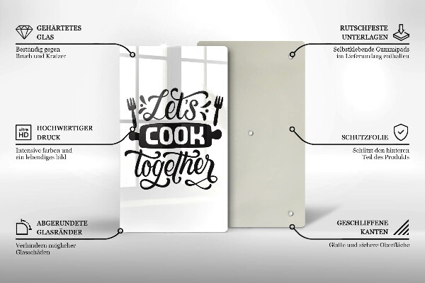 Tagliere in vetro Let's cook together