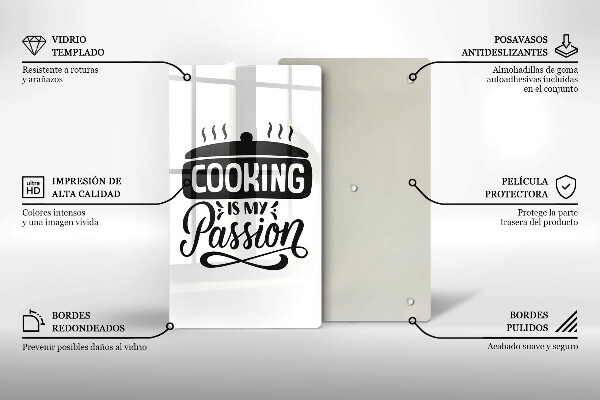 Tagliere in vetro Cooking is my passion