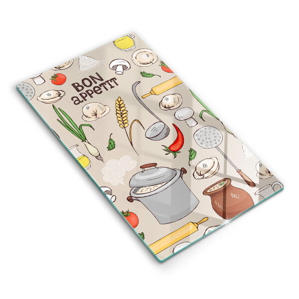 Tagliere in vetro temperato Illustrazione della cucina