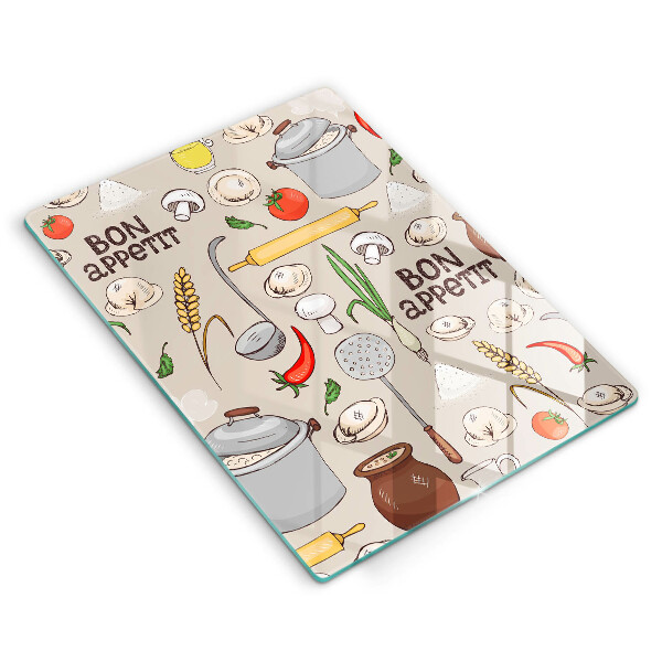 Tagliere in vetro temperato Illustrazione della cucina