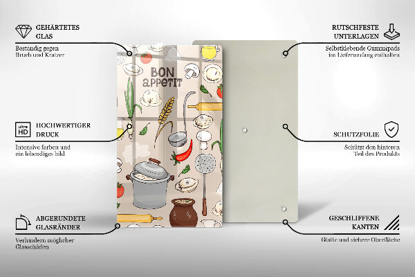 Tagliere in vetro temperato Illustrazione della cucina