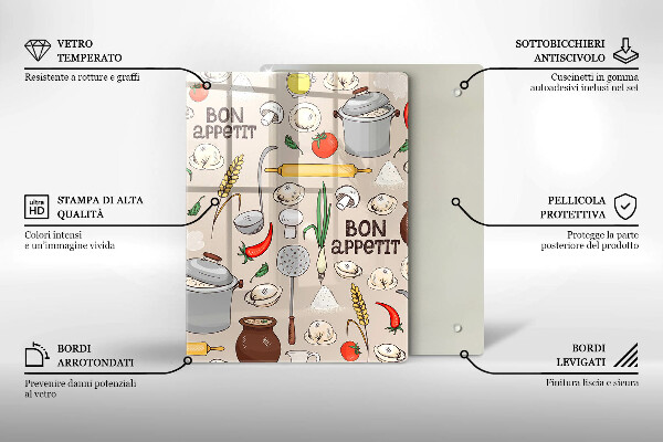 Tagliere in vetro temperato Illustrazione della cucina