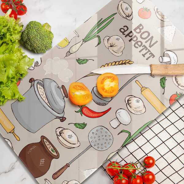 Tagliere in vetro temperato Illustrazione della cucina