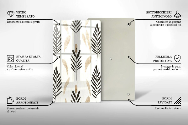 Tagliere in vetro temperato Piante bohémien
